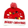thumbnail image 2 of Uutvery Christmas Winter Cuffed Beanie Hat,LED Christmas Hat,Santa Claus Hairball Hat,Christmas Knitted Beanie Hat,Cute Cartoon Pattern Knit Cap,Warm Knitted Xmas Knitted Hats for Women Men, 2 of 6