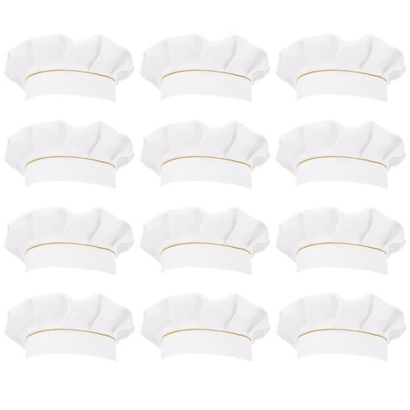 12 Pack Chef Hats for Little Ones Youth, White Adjustable Cooking Caps, Professional Kitchen Costume Accessories, Elastic Band Chef Toques for Cooking Class Birthday Party