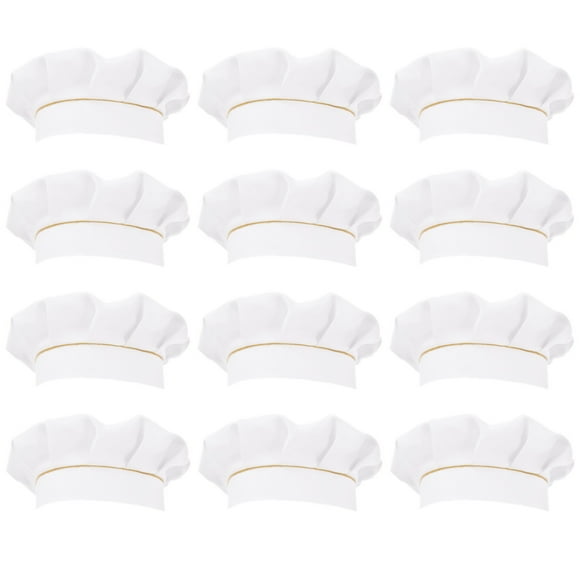 12 Pack Chef Hats for Little Ones Youth, White Adjustable Cooking Caps, Professional Kitchen Costume Accessories, Elastic Band Chef Toques for Cooking Class Birthday Party
