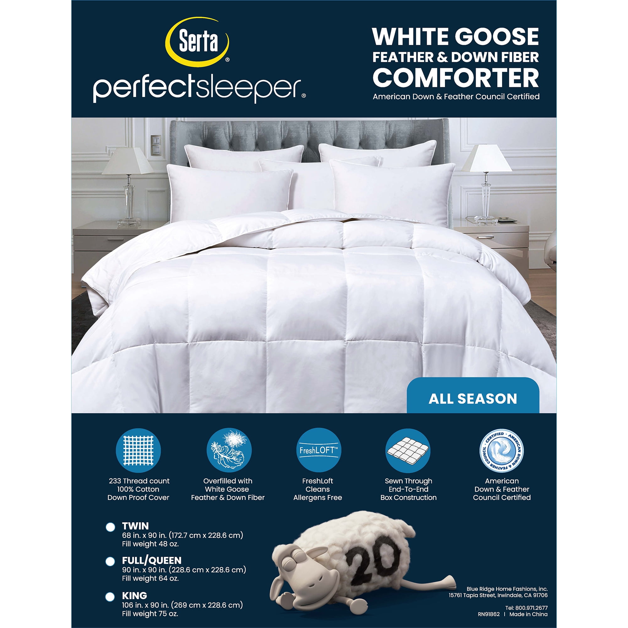 serta down comforter