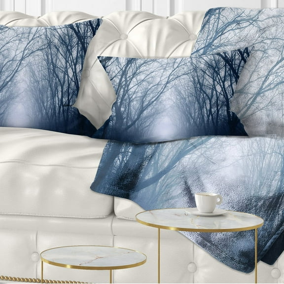 Designart Path in Dark Autumn Forest - Landscape Photography Throw Pillow - 12x20