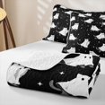 thumbnail image 4 of Homewish Cute Ghost Cat Silhouette Twin Quilt Set for Boys Girls, Halloween Kitty Skull Twin Coverlet Set, 2pcs, 4 of 7
