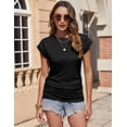 thumbnail image 4 of Zeagoo Fitted Shirts for Women Cap Sleeve Ruched T Shirts Crewneck Solid Tunics Business Work T-Shirt Summer Basic Top, 4 of 6