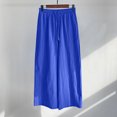 thumbnail image 3 of Women's Cotton Linen Pants Drawstring Elastic Waist Side Pockets High Rise Casual Loose Trousers Pants, 3 of 3