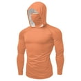 thumbnail image 2 of Aboser UPF 50+ Rash Guard Long Sleeve Workout Hoodies Athletic Bodybuilding Sun Shirts SPF UV Protection Shirt Plus Size Mask Hooded Tops Orange S, 2 of 9