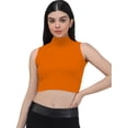 thumbnail image 1 of eloria Women's Top High-Neck Sleeveless Crop Tank Top Color: Orange | Size: L, 1 of 6