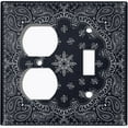 thumbnail image 4 of Metal Light Switch Plate Cover Black Floral Bandana Paisley Tile Pattern TIL060, 4 of 13