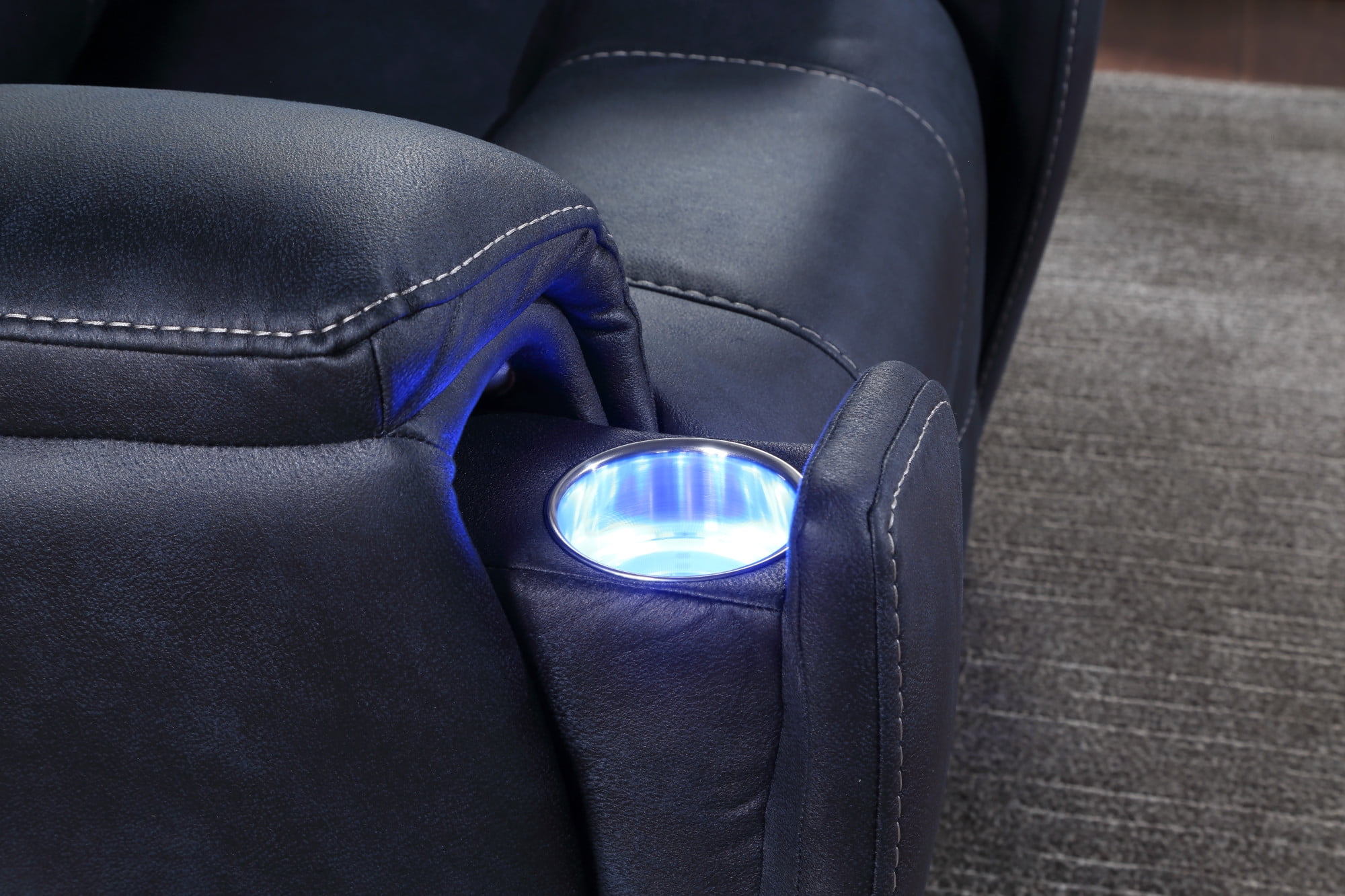 Steve Silver Lexington Faux Leather Power Media Recliner, Ocean Blue