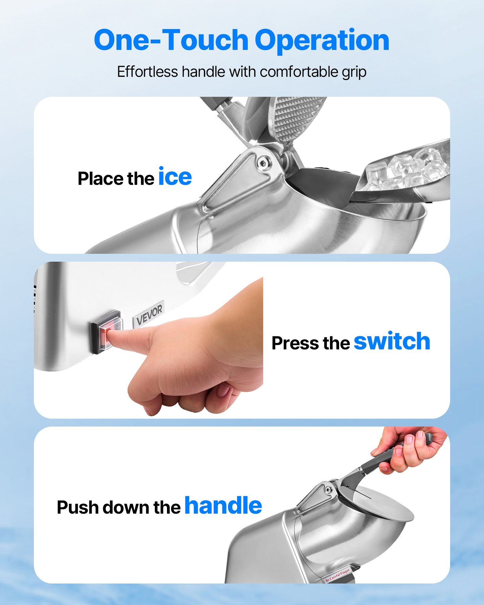 Ice Crusher Machine, 286lbs Per Hour Electric 4 Blades Snow Cone Maker, Stainless Steel Shaved Ice Machine with Bowl and Cover, 300W 2000RPM Ice-Shaver for Home and Commercial Use, Silver