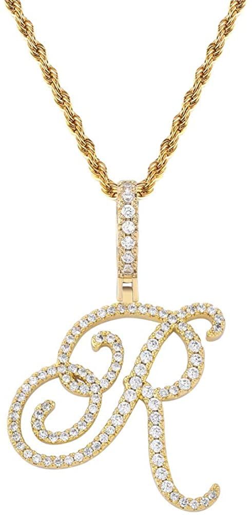 Large Initial Pendant Necklace Women 