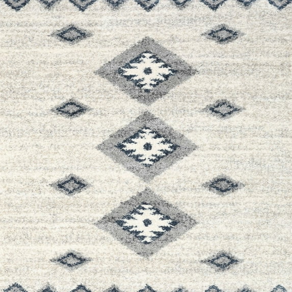 Ahgly Company Indoor Square Contemporary Antique White Beige Abstract Area Rugs, 4' Square