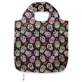 thumbnail image 1 of Sugar Skull Portable Fabric Shopping Bag, All Souls Day Floral Colorful Sugar Skulls Flowers on Dark Background Print, Versatile and Durable Grocery Tote with High Capacity, Multicolor, by Ambesonne, 1 of 4
