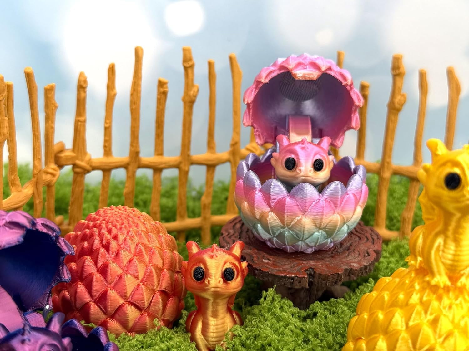 6 Pcs 3D Printed Dragon Easter Eggs Set with Mini Cute Dragon Inside,Random Color,Surprise 3D Printed Animals Set,Executive Home Office Decor,Birthday Gifts