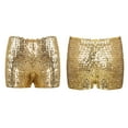 thumbnail image 7 of Haitryli Kids Boys Girls Sparkle Shiny Dance Shorts Stretch Athletic Shorts Gymnastic Jazz Hip Hop Yellow 110-120/11, 7 of 7