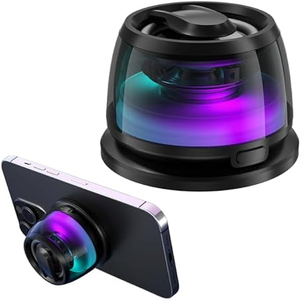 wonima11 Magnetic Multifunction Bluetooth Speaker with 3D Surround Sound, TWS Pairing, Portable Wireless, RGB Lighting, Strong Magnetic Base, Phone Stand, for Gaming, Office, Home and Outdoor Use