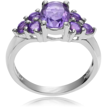 Brinley Co. Women's Genuine Amethyst Sterling Silver Cluster Fashion Ring