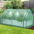 thumbnail image 3 of Funcid Galvanized Raised Garden Bed with Self Watering System and Mesh Cover, Outdoor Metal Planter Box 2 Roll-Up Doors Mini Greenhouse for Growing Flowers Fruits Vegetables and Herbs, 6x3x3ft(Green), 3 of 11