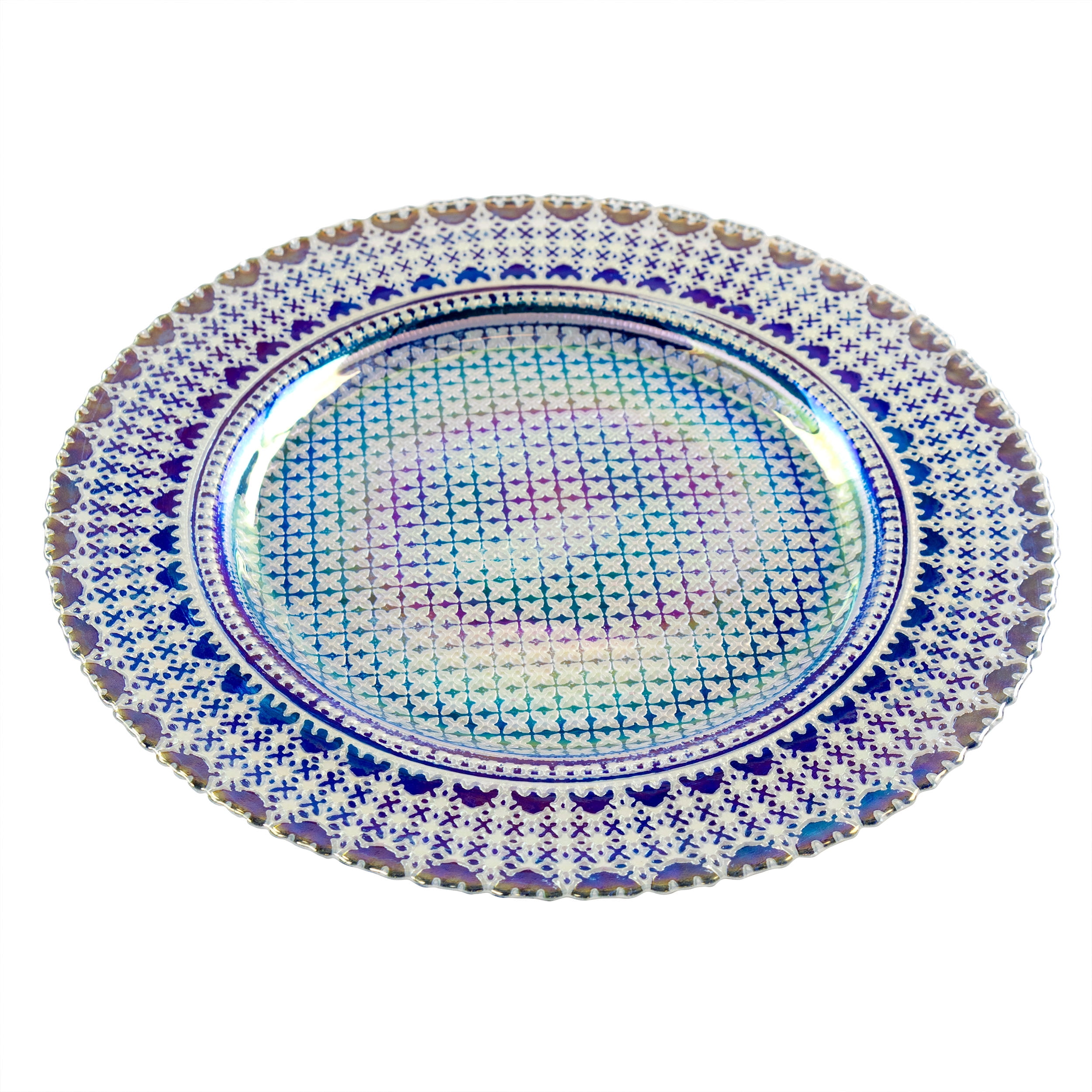 Gibson Elite Handmade Glass Round 12.5 inch Decorative Plate in Blue