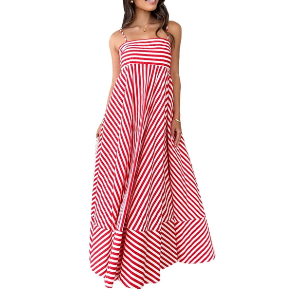 Vestido largo de verano Tsseiatte para mujer, con tirantes finos, espalda descubierta y corte A, fluido