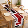 thumbnail image 3 of Red Black Geometric Table Runner - 36 Inch Long, Kitchen Dining Table Runner Dresser Scarves, Contemporary Gray Abstract Stripes Farmhouse Decor for Coffee Tables Wedding Party Banquet, 3 of 8