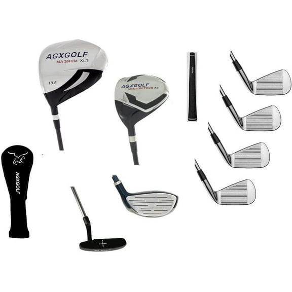 AGXGOLF Mens Left Hand Tour EX Edition Golf Club Set wOverSize 460cc Driver   5 Wood & #7 Utility Wood   Hybrid   6, 8 Irons   Pitching Wedge   Putter: Regular Length: USA Built