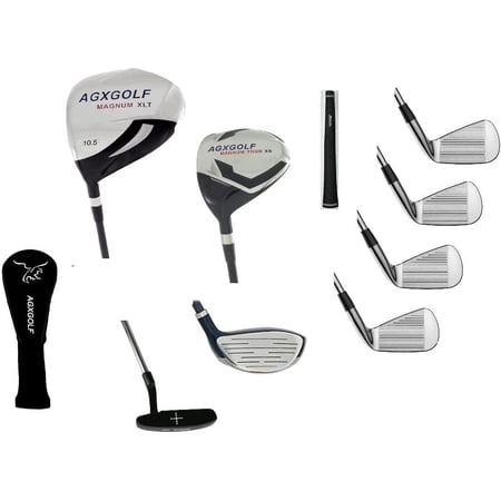 AGXGOLF Mens Left Hand Tour EX Edition Golf Club Set wOverSize 460cc Driver + 5 Wood & #7 Utility Wood + Hybrid + 6, 8 Irons + Pitching Wedge + Putter: Regular Length: USA Built