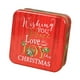 thumbnail image 5 of Lata de galletas navideñas con dibujos de chocolate, para guardar bocadillos, envoltorios de regalo, golosinas navideñas ALEGRÍA roja, 5 of 9