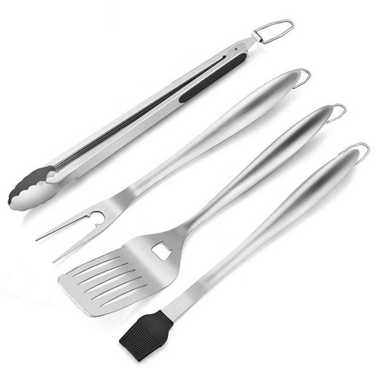 BBQ Grill Accessories Set, 4-Piece Stainless Steel Grilling Tools with  Aluminum Case, Grill Tongs, Grill Fork & Grill Spatula
