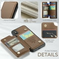 thumbnail image 3 of for iPhone X/XS Premium PU Leather Back Case, Multiple Card Slots Design, Double Magnetic Clasp Study Kickstand RFID Blocking Classic Phone Cover for iPhone X/XS, Brown, 3 of 9