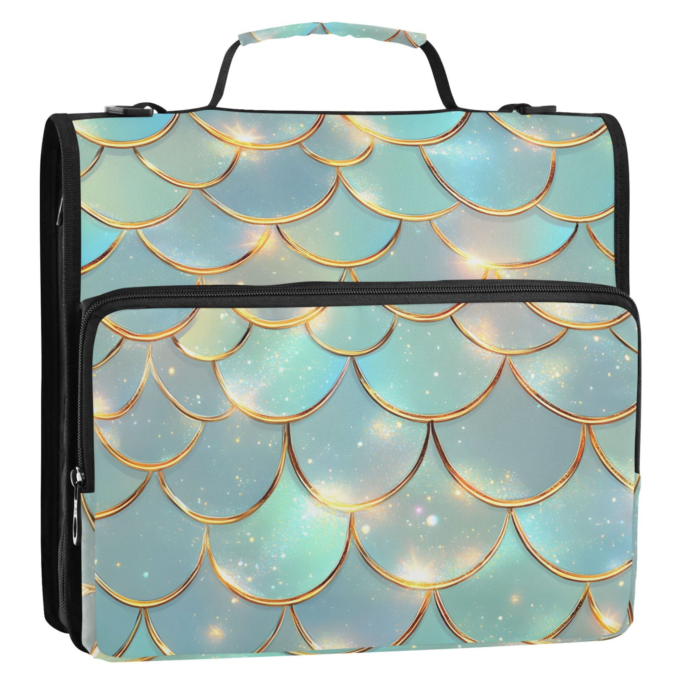 ALAZA Zipper Binder Green Gradient Scales 3 Ring Trapper Keeper File Folder Organizer Bag