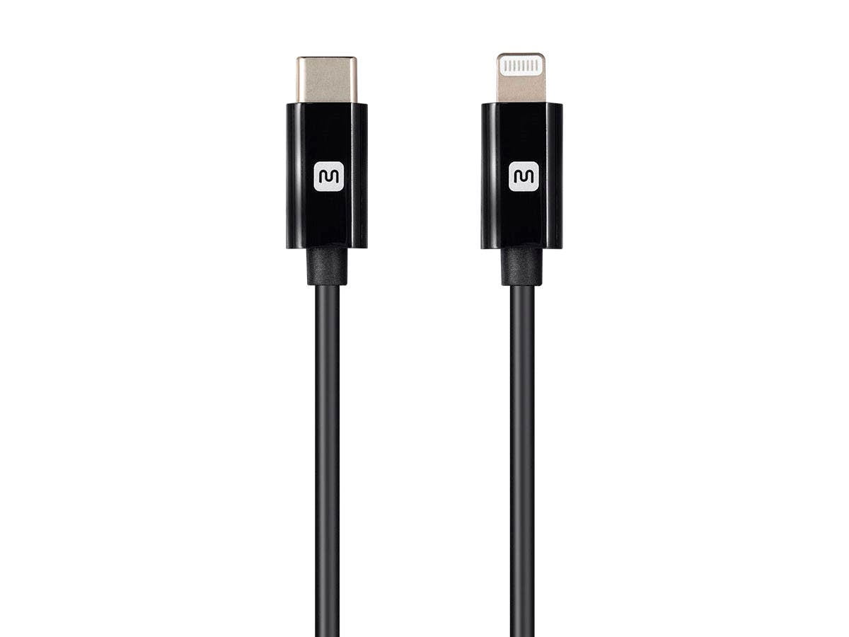 Monoprice Apple MFi Certified Lightning to USB TypeC and Sync Cable 1.5 Feet Black