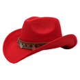 thumbnail image 4 of XIAOCHA Shapeable Brim Wool Cowboy Hat for Women Solid Wide Brim Western Hat Farm Party Western Cowboy Hat,Red, 4 of 4