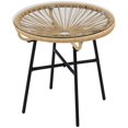 thumbnail image 1 of Round Rattan Side Table with Tempered Glass Top, Beige PE Wicker Outdoor End Table with Powder Coated Metal Frame for Patio, Garden, and Balcony, 19.7" x 19.7" x 19.7", 1 of 7