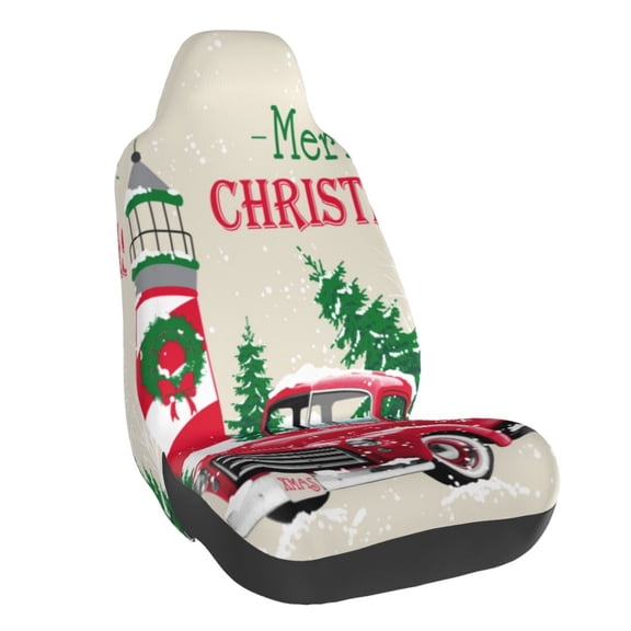 Fuzoiu Merry Christmas 1 Print Elastic Car Seat Covers, Seat Cover Protector,Universal Fit Interior Covers for Most Cars,Washable Seat Cover Non Slip for SUV,Sedan,Van