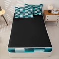 thumbnail image 4 of Homewish Blue Ombre Checkerboard Zipper Queen Comforter Set with Fitted Sheet and 2 Pillowcases,Abstract Grunge Zipper Bedding Set,Black Reversible,4pcs, 4 of 8