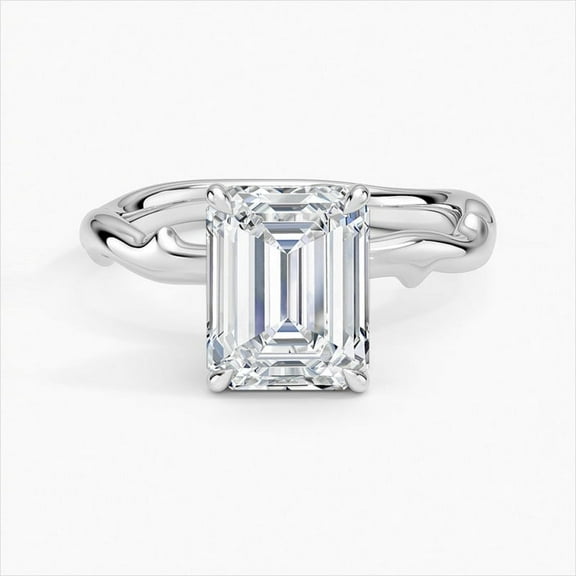 Dash Jewel White Gold Over 14k Silver Diamond Rings for Women's - Emerald Cut Excellent 1.9 Ct Diamond Ring For Women's - Floral Diamond Rings for Women's - Solitaire Diamond Rings for Women's