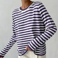 thumbnail image 4 of VISALY Pullover Crewneck Sweatshirt Striped Sweater Round Neck Knitted Pure Color Sweater Autumn Winter Classic Top Sweaters Crochet Sweaters Sweatshirts Loose Fit Hoodie Fitted Sweater Purple S, 4 of 4