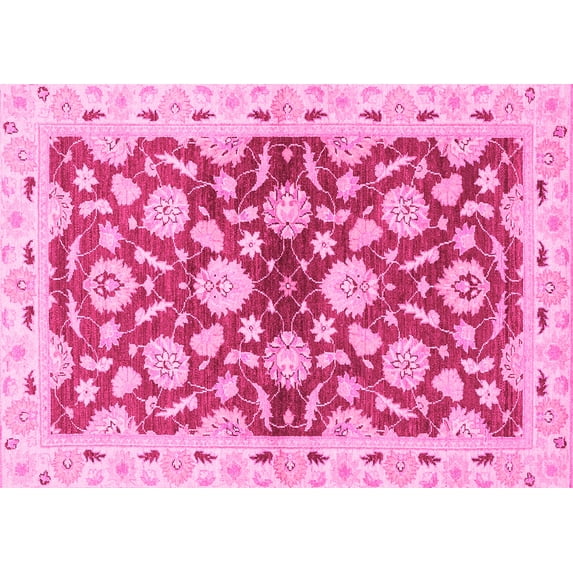 Ahgly Company Indoor Rectangle Oriental Pink Traditional Area Rugs, 8' x 10'