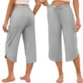 thumbnail image 2 of Ekouaer Womens Pajama Pants Capri 2026 Wide Leg Lounge Pj Pants Summer Comfy Drawstring Pajama Bottoms with Pockets, 2 of 5
