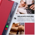 thumbnail image 6 of Phone Case for Samsung Galaxy A54 5G Case, Smart Clear View Window Luxury Slim Mirror for Galaxy A54 Case with Kickstand, Leather Hard PC Flip Shockproof Protective Cover Samsung A54 Case, Red, 6 of 7