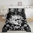 thumbnail image 2 of Castle Fairy Adults Female Men Gothic Flowers Skull Bedding Comforter Set 2pcs,Bohemian Starry Sky Twin Comforter Sets Microfiber,Exotic Style Breathable Bedding Set,Ultra Soft Home Decor,Reversible, 2 of 8