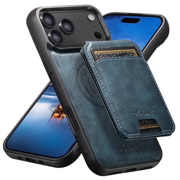 Dteck for iPhone 18 Pro Max Wallet Case with Card Holder, Compatible with MagSafe, 2 In 1 PU Leather Detachable Magnetic Phone Cover,Blue