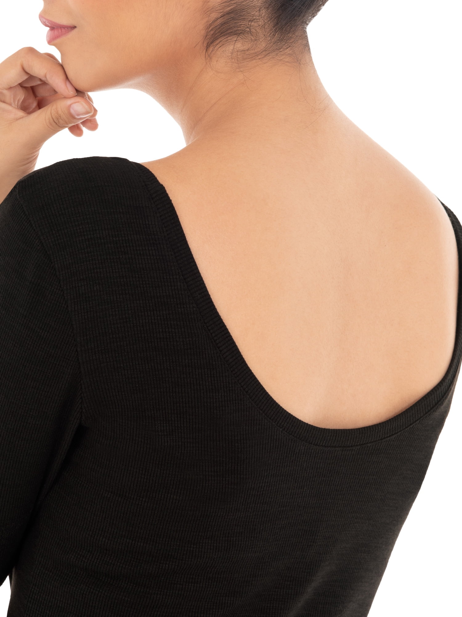 Time and Tru Women's Elbow Sleeve Scoop Neck T-Shirt