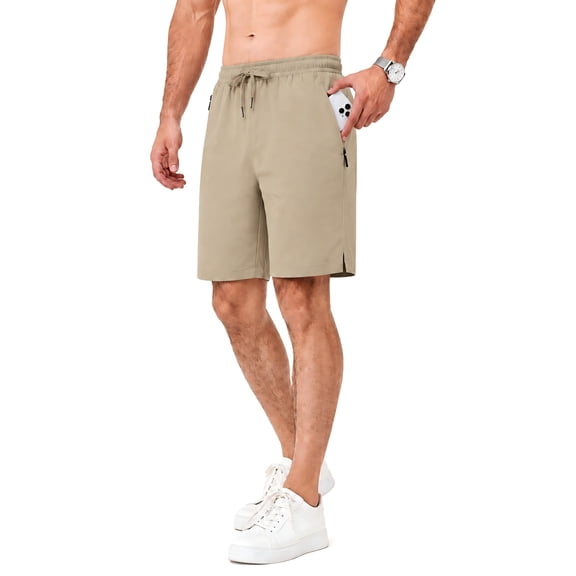 Men's Athletic Shorts with Zipper Pockets Lightweight Drawstring Stretch for Workout Gym Basketball 30-42