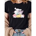 thumbnail image 1 of Women's Summer Casual Crew Neck T-Shirt, Cotton 100% Knit Fabric, Regular Fit, Solid Color, Cute Character Printed Tee, 1 of 7