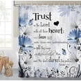 thumbnail image 2 of Bible Verse Inspirational Quote Shower Curtain, Blue Floral Daisy Trust in The Lord Waterproof Fabric, Rustic Farmhouse Butterfly Bathroom Shower Curtain with 12PCS Hooks, 60X70IN, 2 of 16