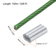 thumbnail image 2 of Cable de Alambre de 328 pies (100 m) de Acero Inoxidable 304 Recubierto de Vinilo de 3/64" (1 mm) con 30 Piezas de Manguitos de Aluminio Verde, 2 of 7