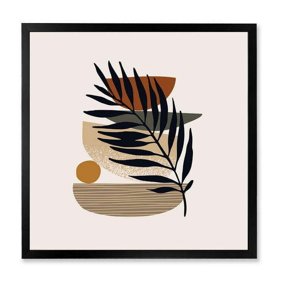 Designart 'Shapes and Tropical Leaf Silhouettes IV' Modern Framed Art Print