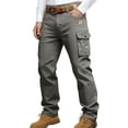 thumbnail image 2 of Zimjoy Gray Cargo Pants for Men Cotton Blend Straight-Leg Work Trousers 4 Pockets Regular Fit Work Casual Pants, Dark Gray M, 2 of 4