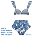 thumbnail image 2 of 1 conjunto de tres piezas con estampado retro ajustado y estampado floral azul para mujer con falda cruzada multiusos, 2 of 5
